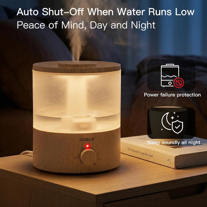 AZEUS SK7620 1.8L Ultrasonic Humidifier with 7 Color Night Light, Cool Mist Humidifier with Adjustable Output, Quiet Operation & Auto Shut-Off for Home and Office