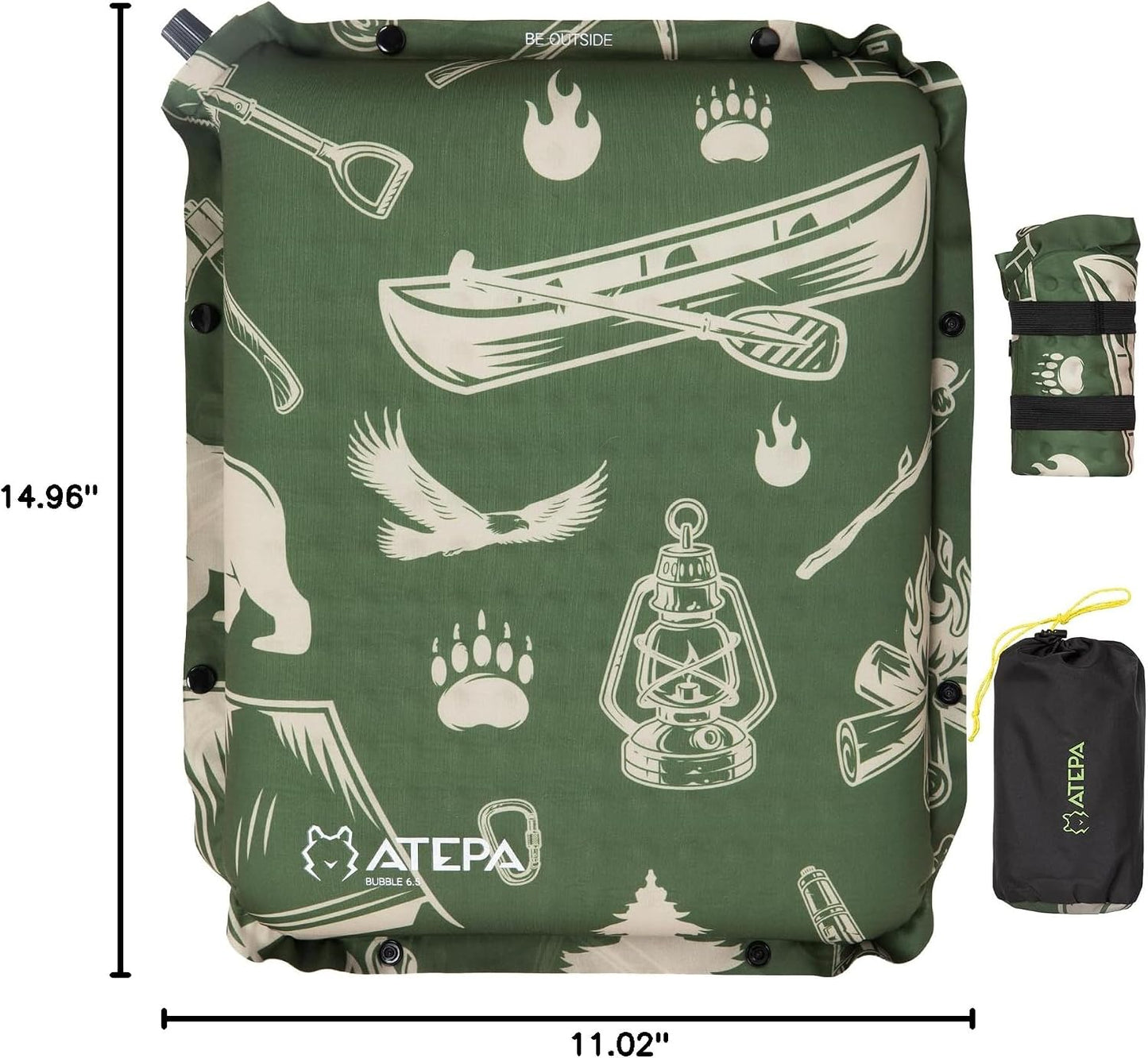 ATEPA Inflatable Seat Cushion | 2" & 2.5" foam core seat pad, Self inflating, Compact, Stadium, Airplane, Travel, Camping, Hiking, Sports events