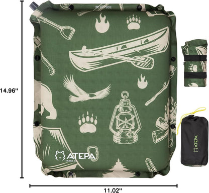 ATEPA Inflatable Seat Cushion | 2" & 2.5" foam core seat pad, Self inflating, Compact, Stadium, Airplane, Travel, Camping, Hiking, Sports events