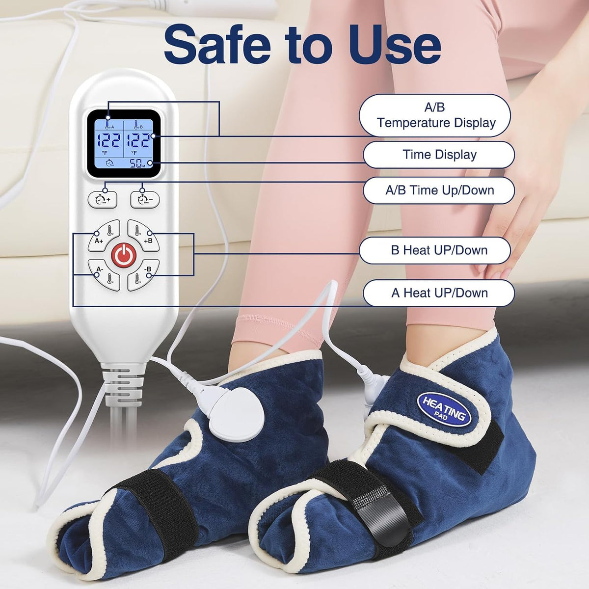 Foot and Ankle Heating Pad for Plantar Fasciitis, Electric Feet Warmers