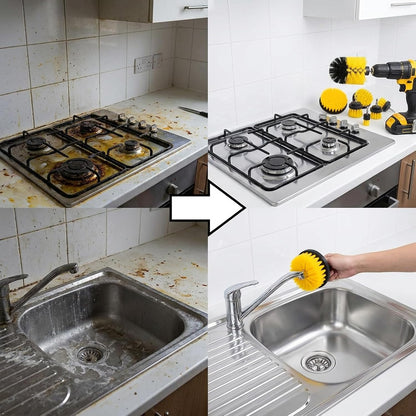 18 Pcs Drill Brush Attachments Set,Power Cleaning Scrub Brushes with Extend Long Attachment,Grout Cleaner for Tile Floors,Car Detailing, Carpet, Tile Grout, Sinks (18)