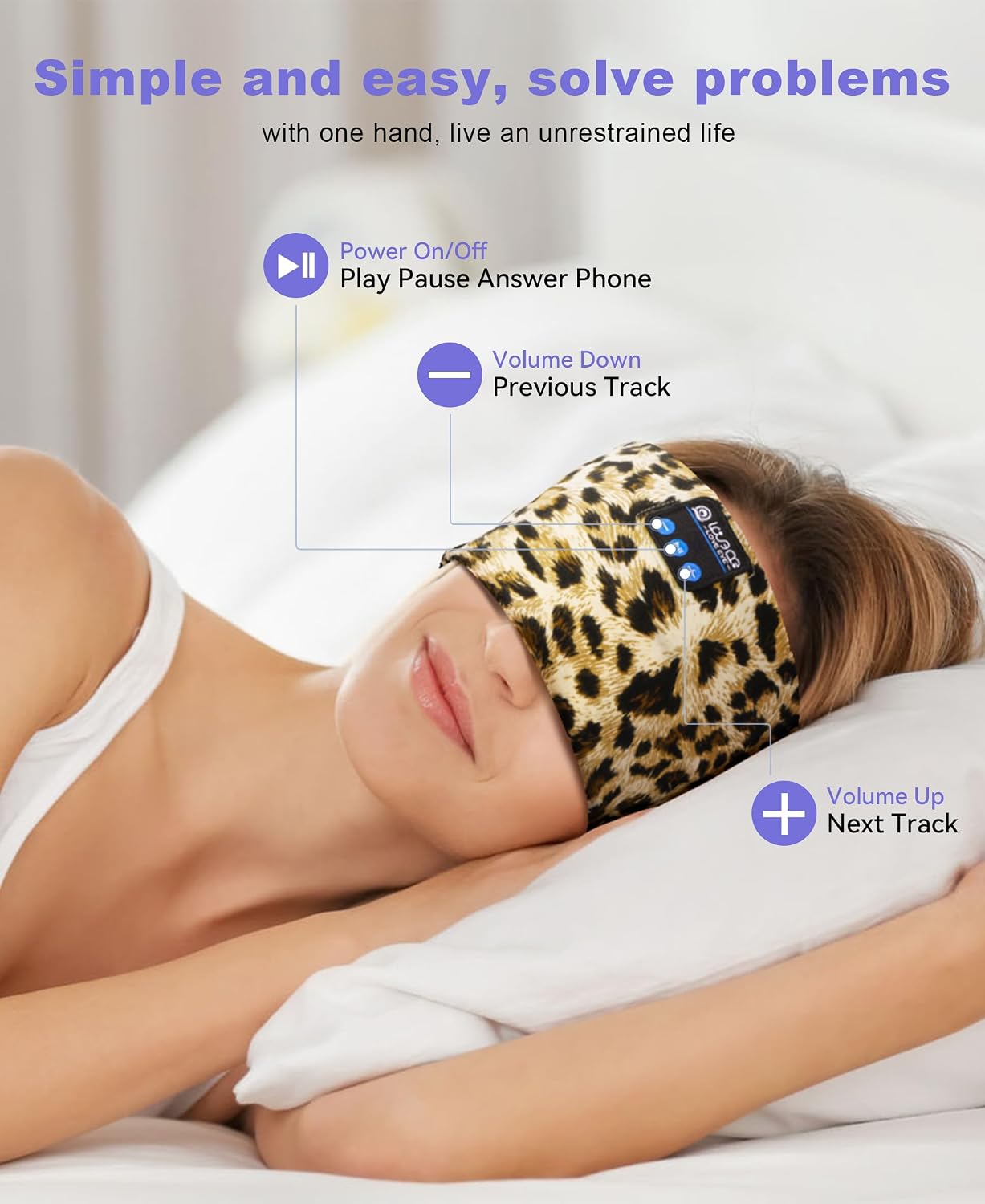 LOVE EYE Sleep Sport Headphones Wireless Bluetooth 5.4 Headband Headphone | Sleeping Earphones for Side Sleepers Removable and Washable Headbands Earbuds for Running Workout Unique Gifts for Women Men
