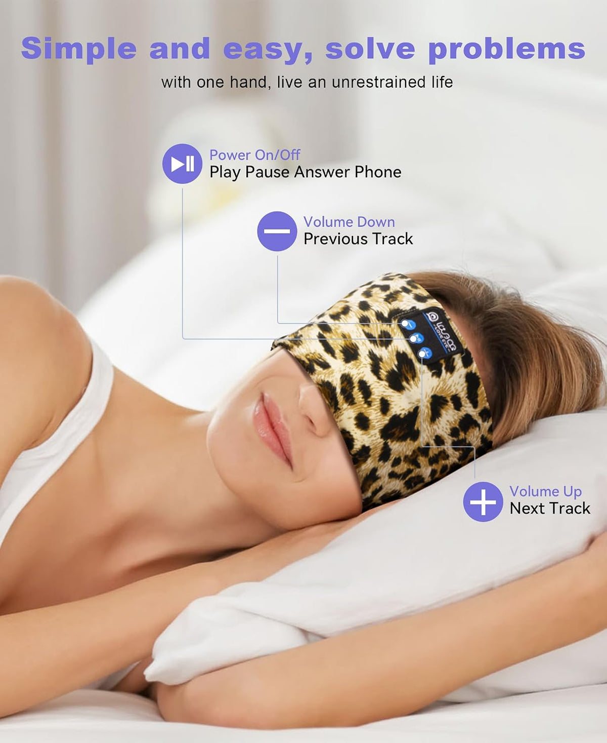 LOVE EYE Sleep Sport Headphones Wireless Bluetooth 5.4 Headband Headphone