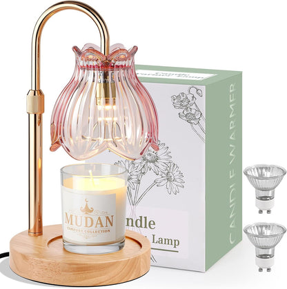 Flower Candle Warmer Lamp with Timer - Dimmable Electric Candle Lamp, Glod