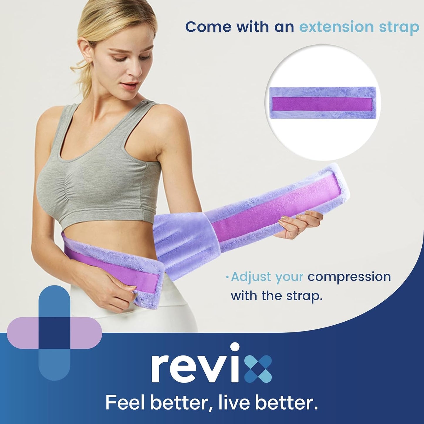 REVIX Microwave Heating Pad for Back, Wearable Moist Heat Waist Wrap, Gray | Wearable Microwave Heating Pad, Waist Wrap With Flaxseed & Clay Beads for Moist Heat Therapy and Hands-Free Use