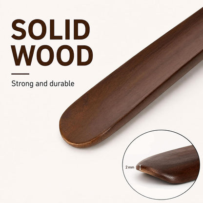 Shoe Horn Long Handle for Seniors, 2-Pack Extra Long Wooden Shoe horn | 23.6-Inch Black Walnut Boot Horn, Shoe Helper for Men and Women, Smooth Rounded Edge, No-Bend Use, Leather Hanging Loop