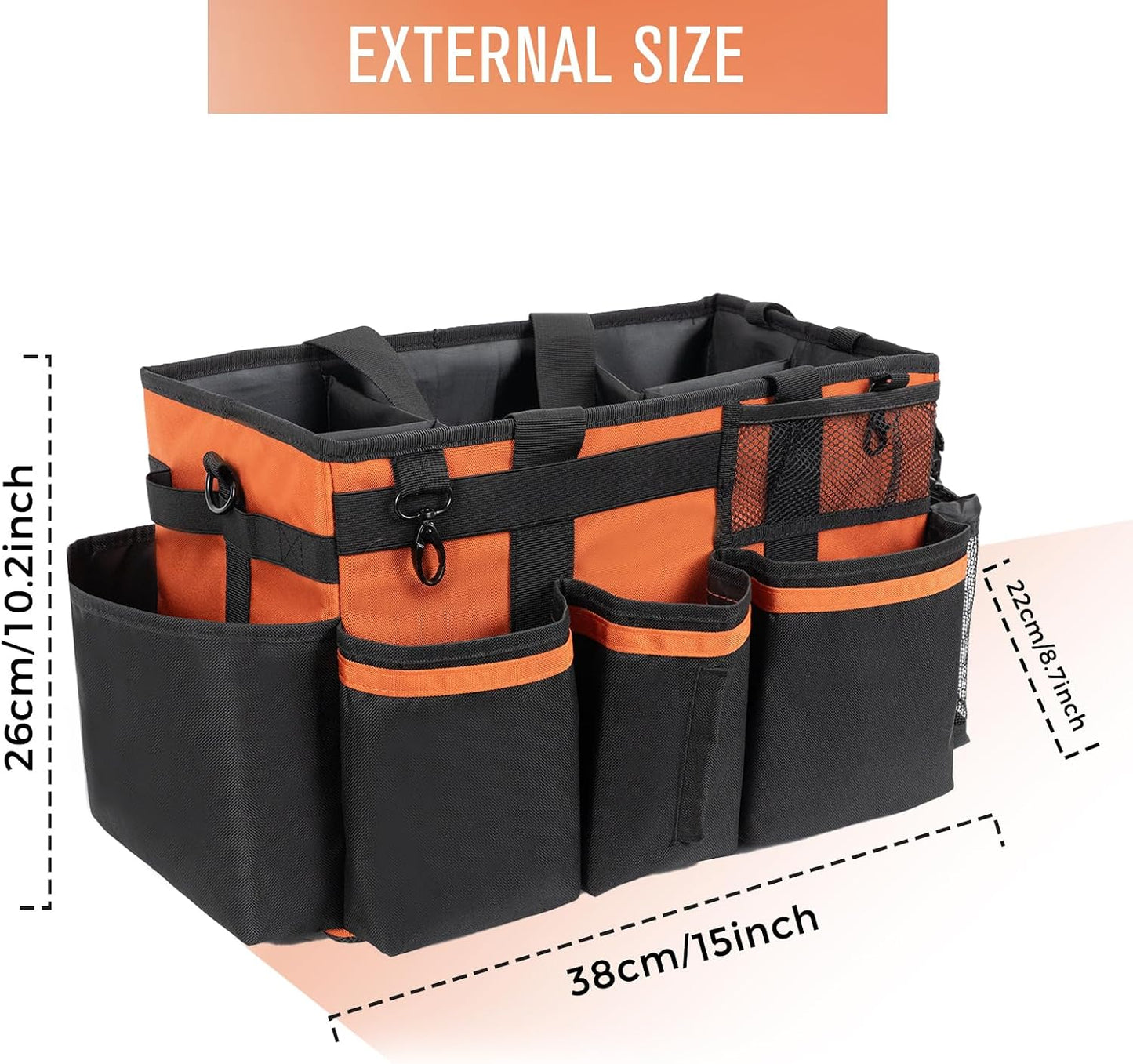 SCAVATA Wearable Cleaning Caddy, Cleaning Caddy Supplies Organizer with Handle & Shoulder Straps for Housekeepers, Under Sink & Car Cleaning Tool Organizers Bag with 4 Foldable Divider (NavyBlue)