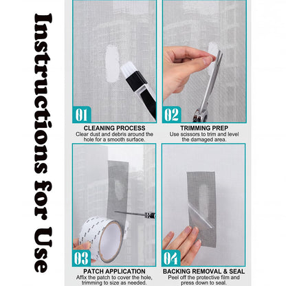 BOROLA Screen Repair Tape, 5cm x 2m Mesh Patch for Window Screens Black | Weather-resistant mesh tape, peel and stick for window, door and patio screen repair, tool-free application