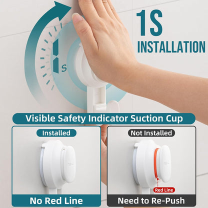 TAILI 2 Pack Upgraded Suction Cup Razor Holder for Shower Waterproof, Black | Visible Safety Indicator, Rust-Resistant Bathroom Organizer, No-Drill Glass Shower Wall Hook for Towel,Loofah,Razor,Squeegee