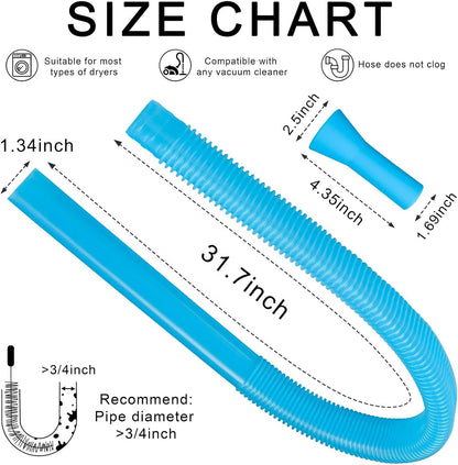 Dryer Vacuum Hose attachment Lint Kit–Flexible Hose for Deep Cleaning Vents & Traps，Dryer Vent Cleaner Kit, Lint trap cleaning tool