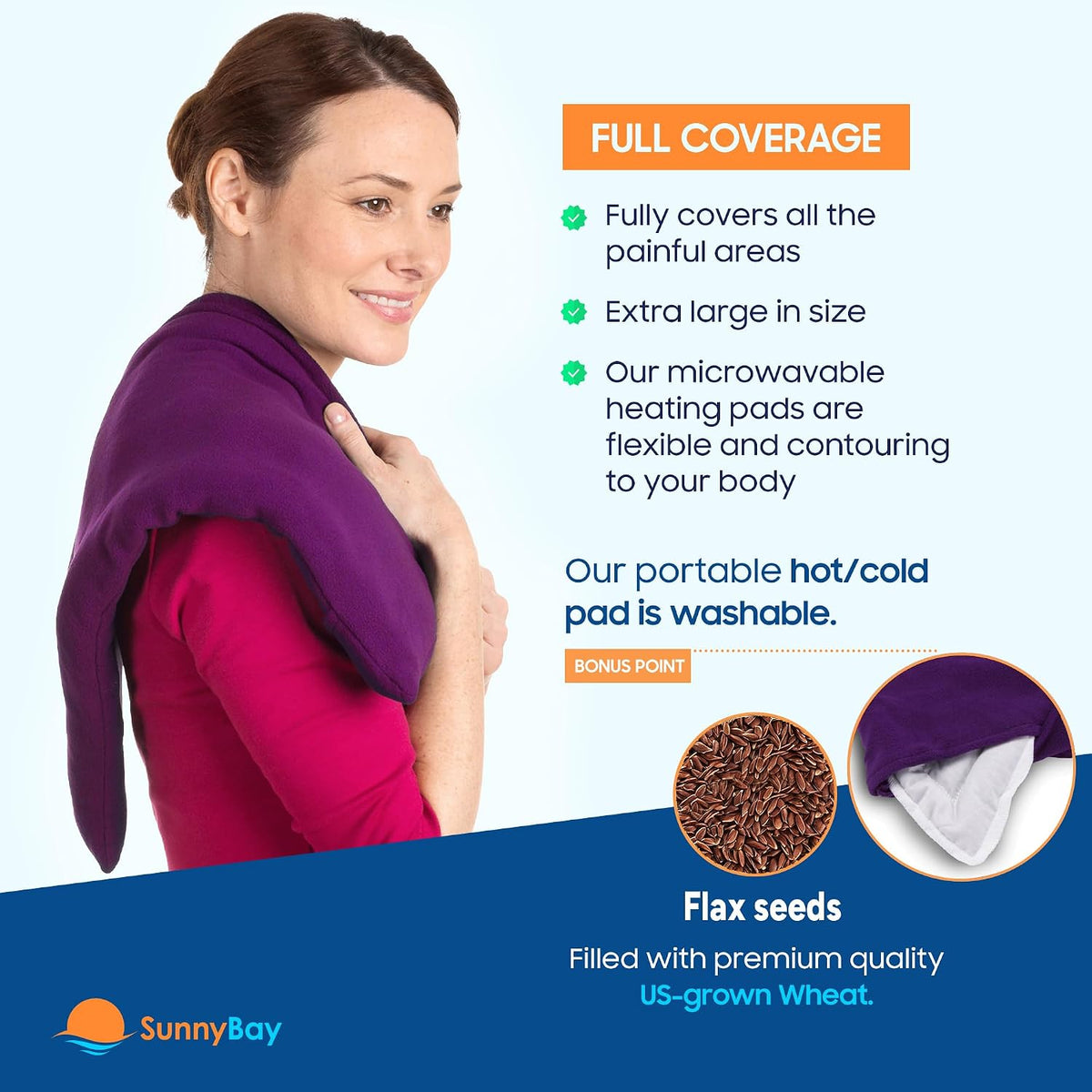 SunnyBay Extra Large Heating Pad, 10x24 inch, 2.8 lb, Navy Blue