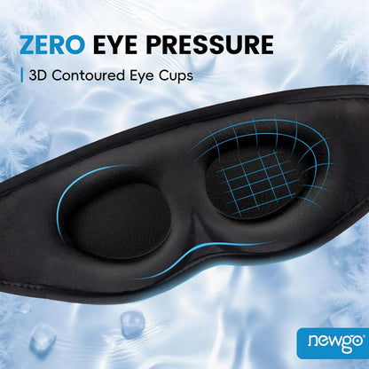 NEWGO 3D Cooling Eye Mask, Weighted Eye Mask for Sleeping, Black | Hot Cold Therapy Blackout Mask for Puffiness, Dark Circles, Headache, Stress Relief, Travel, and Gift