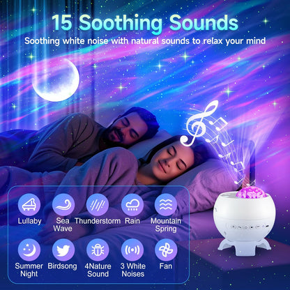 Baby Sound Machine with Night Light Projector,30 Sounds White Noise Machine | 31 Colors&4 Films,Remote,Timer,3 Brightness,360° Rotation,Sleep Soother,Sensory Light Autism Toys,Baby Shower Gifts,Baby Kids