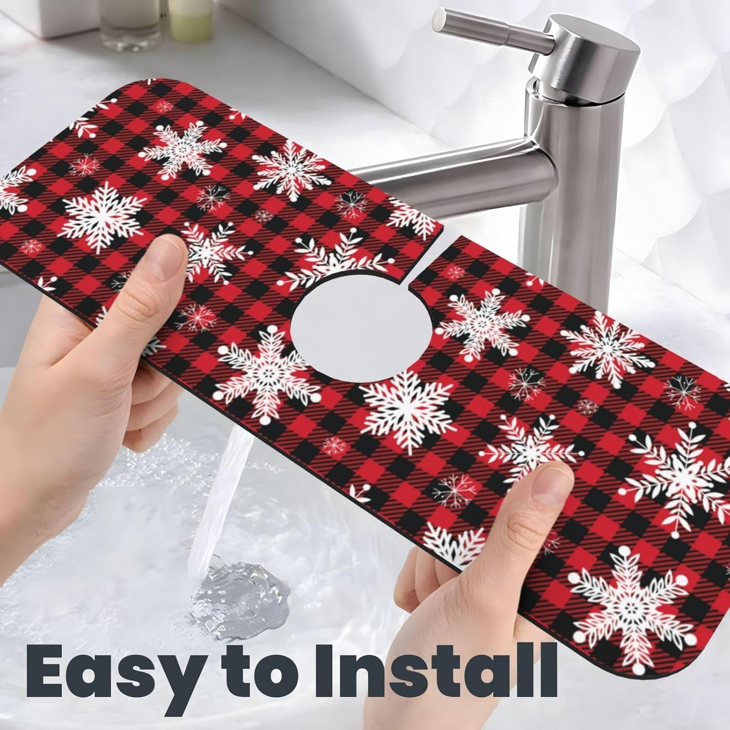Abstract Flower Blooming Floral Watercolor Kitchen Sink Splash Guard Faucet Mat Super Absorbent Fast Drying Mat Sink Gadgets-Fast Drying Pad Sink Mat For Kitchen Bathroom (15" X 5.5" )