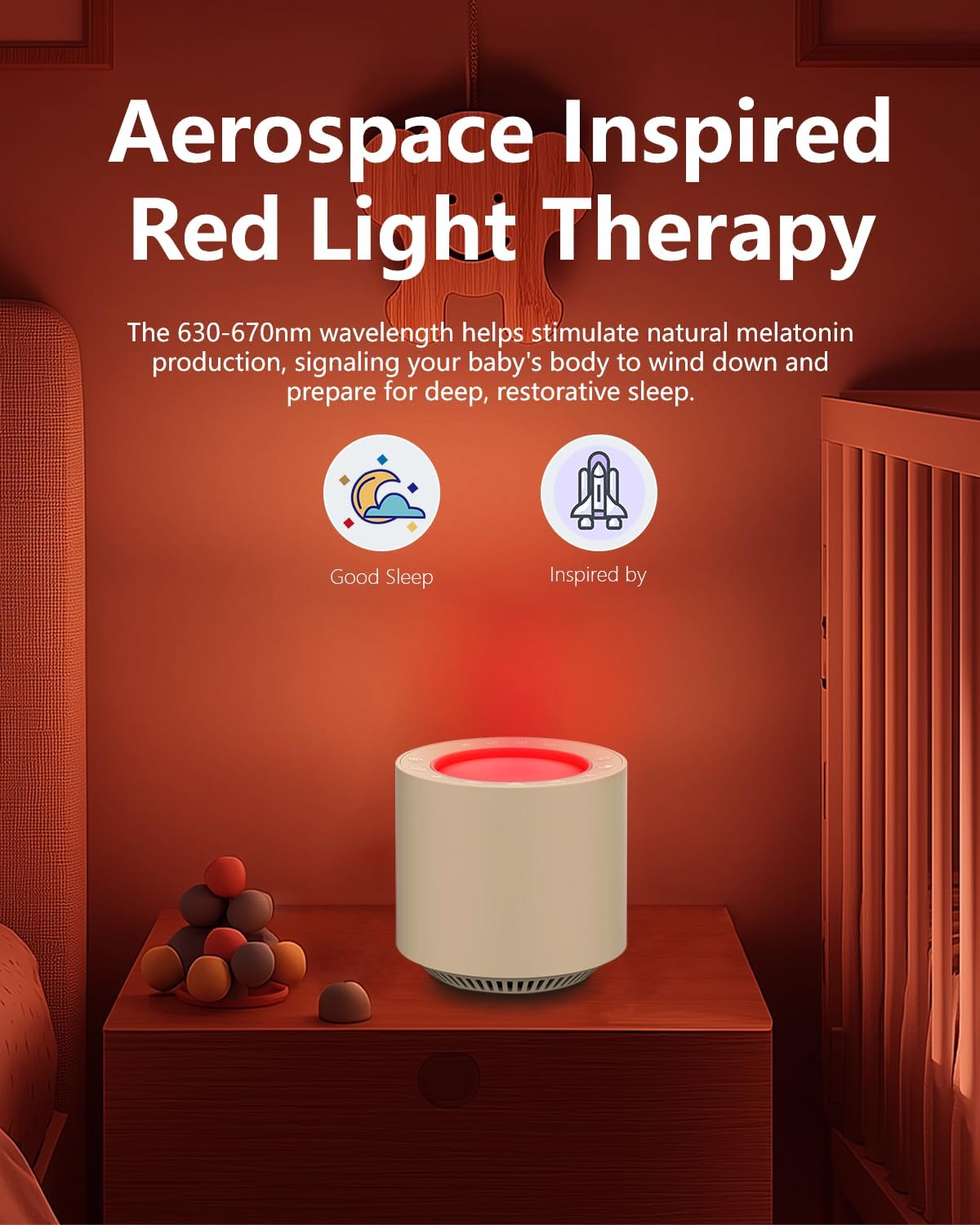 Red Light Therapy White Noise Sleep Sound Machine for Baby
