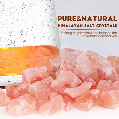 SALKING 2-in-1 Ultrasonic Essential Oil Diffuser & Himalayan Salt Lamp, Aromatherapy Diffuser Cool Mist Humidifier with Auto Off Function, 100% Pure Himalayan Pink Salt Rock, 150ml (Wooden Grain)