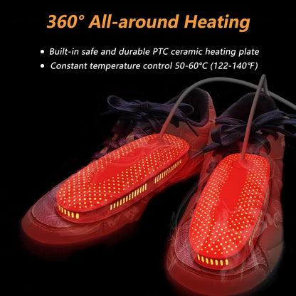 Shoe Dryer and Deodorizer with Timer - Shoes Boots Socks Dryer Warmer | No Noise | Strong Wire | US Plug