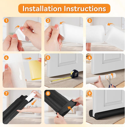 2 Pack Under Door Draft Stopper for Bottom of Door, Adjustable 30-36 Inch | Dual-Sided Door Gap Filler for Interior Doors; Trim-to-Fit Foam, No-Drill Setup, Helps Reduce Drafts, Heat Loss and Noise