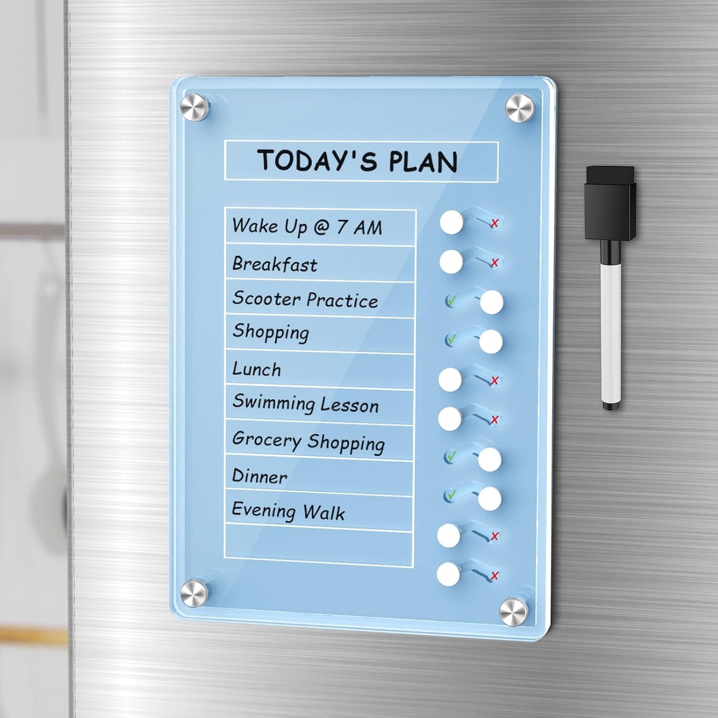 NiHome Chore Chart for Kids & Adults, Magnetic to Do List Board w/Stand | Acrylic Dry Erase Checklist & Routine Task Board, Fits Fridge Or Desk, 10 Sliders, ADHD Tools For Family Home Office School