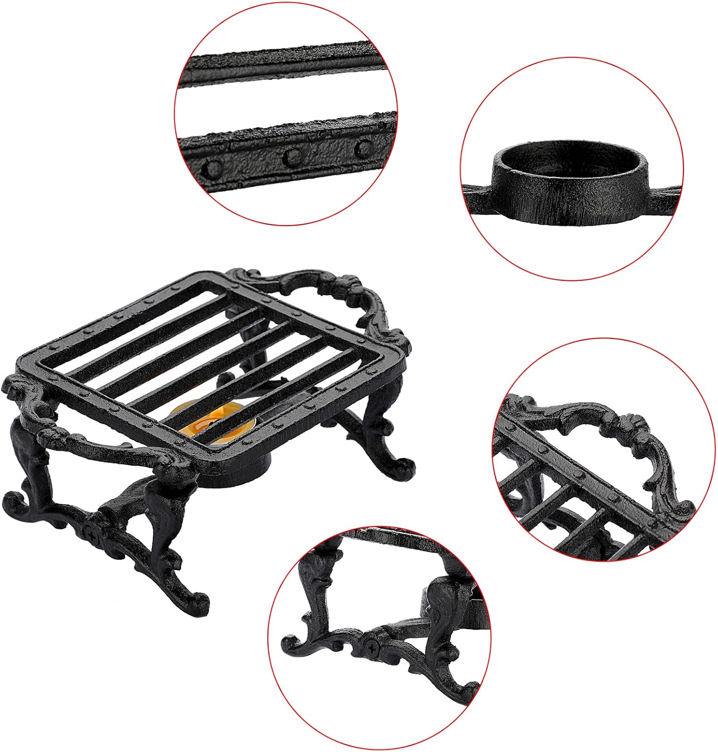 Sumnacon Tea Warmer Cast Iron Tea Pot Warmer with Tealight Candle Holder Sturdy Functional Teapot Warmer Stand for Office Party or Desk RetroTea Pot Heater for Heating Milk,Tea,Coffee,Food