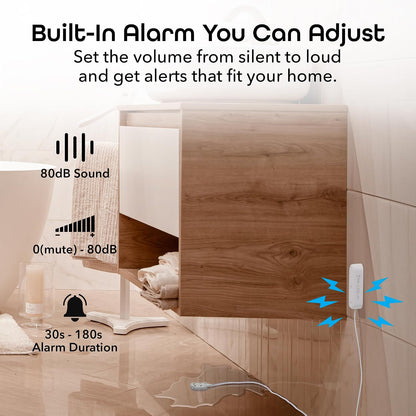Geeni Smart Water Alarm Leak Detector, Siren Alert, 80dB, Battery Wi-Fi | App alerts for kitchen, bathroom, basement flood, Wi-Fi moisture sensor, Alexa & Google Home