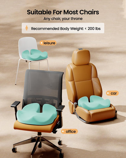ProtoArc Seat Cushion, Office Chair Cushion for Sciatica, Black | Coccyx Cushion, Ergonomic Memory Foam Seat Cushion for Car, Home, Pressure Relief Pad for Hip, Tailbone, All Day Comfort