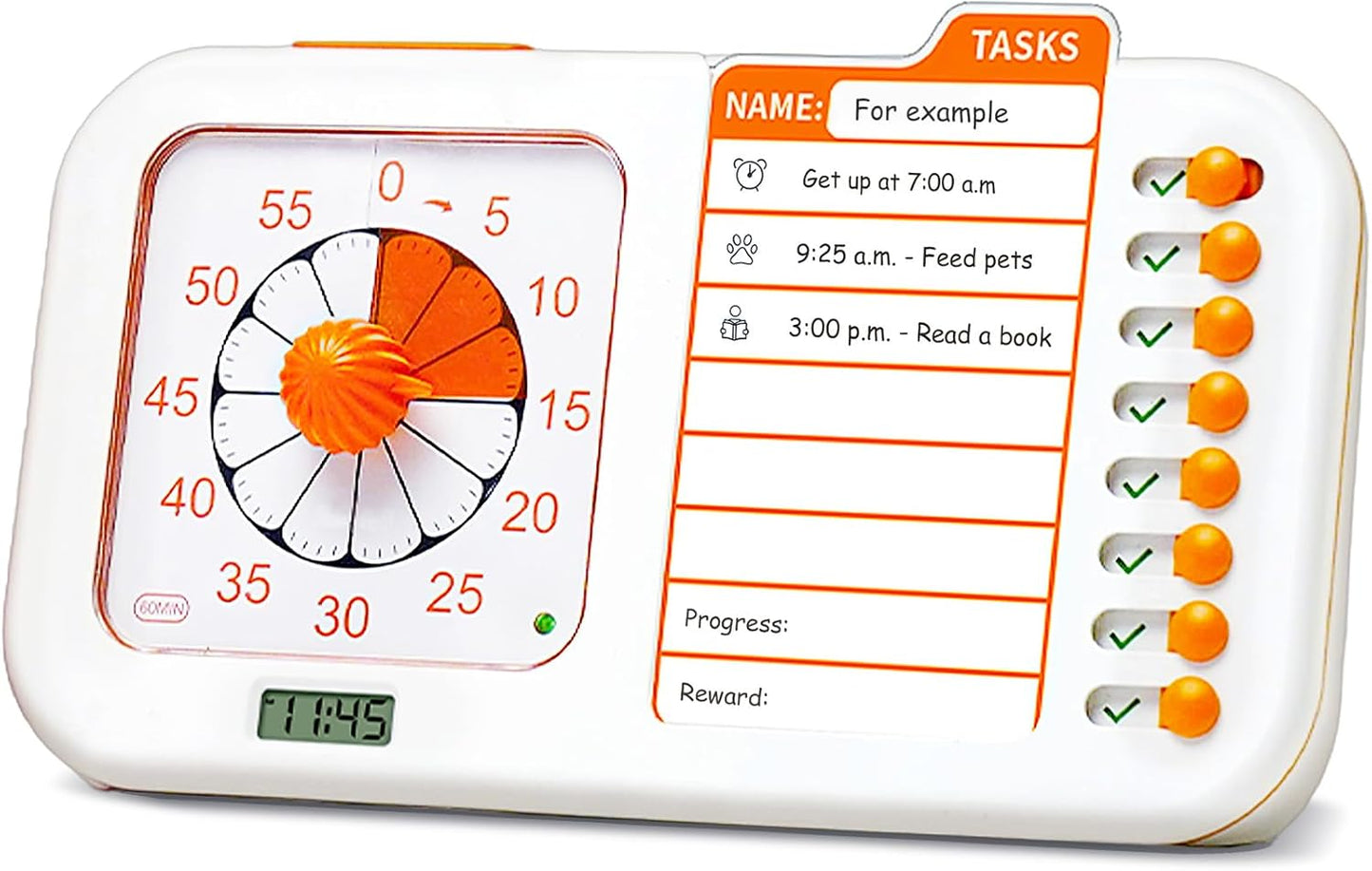 3-in-1 Visual ADHD Timer for Kids & Adults with Planning Board | Task Timer, Chore Chart & Visual Schedule Planner, Autism & ADHD Tools with Checklist for Homeschool Supplies, Home, School
