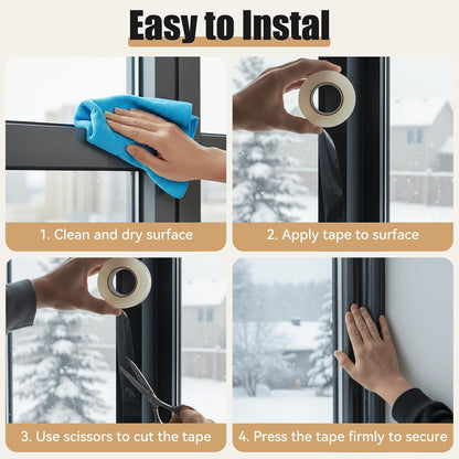 Clear Window Weather Sealing Tape, 2 Inch x 33 Feet, Transparent Draft Stopper for Home Winterizing and Insulation, No Residue