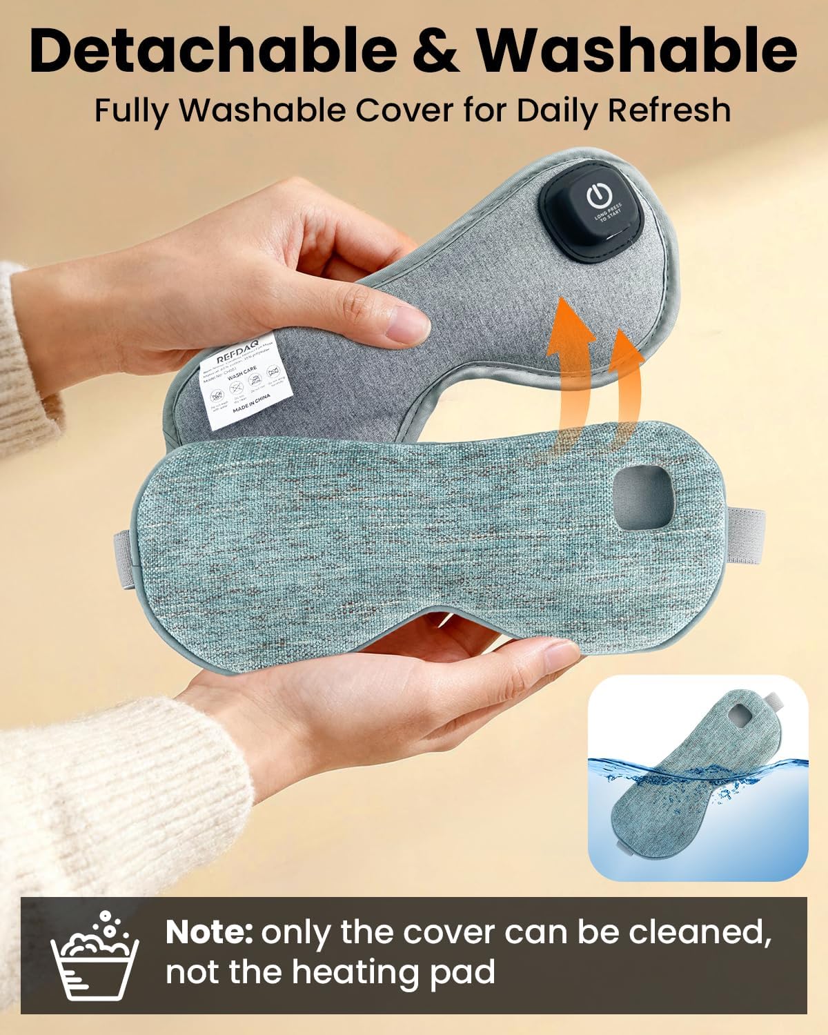 Cordless Heated Eye Mask, Rechargeable Mask with 4 Heat Levels for Dry Eyes