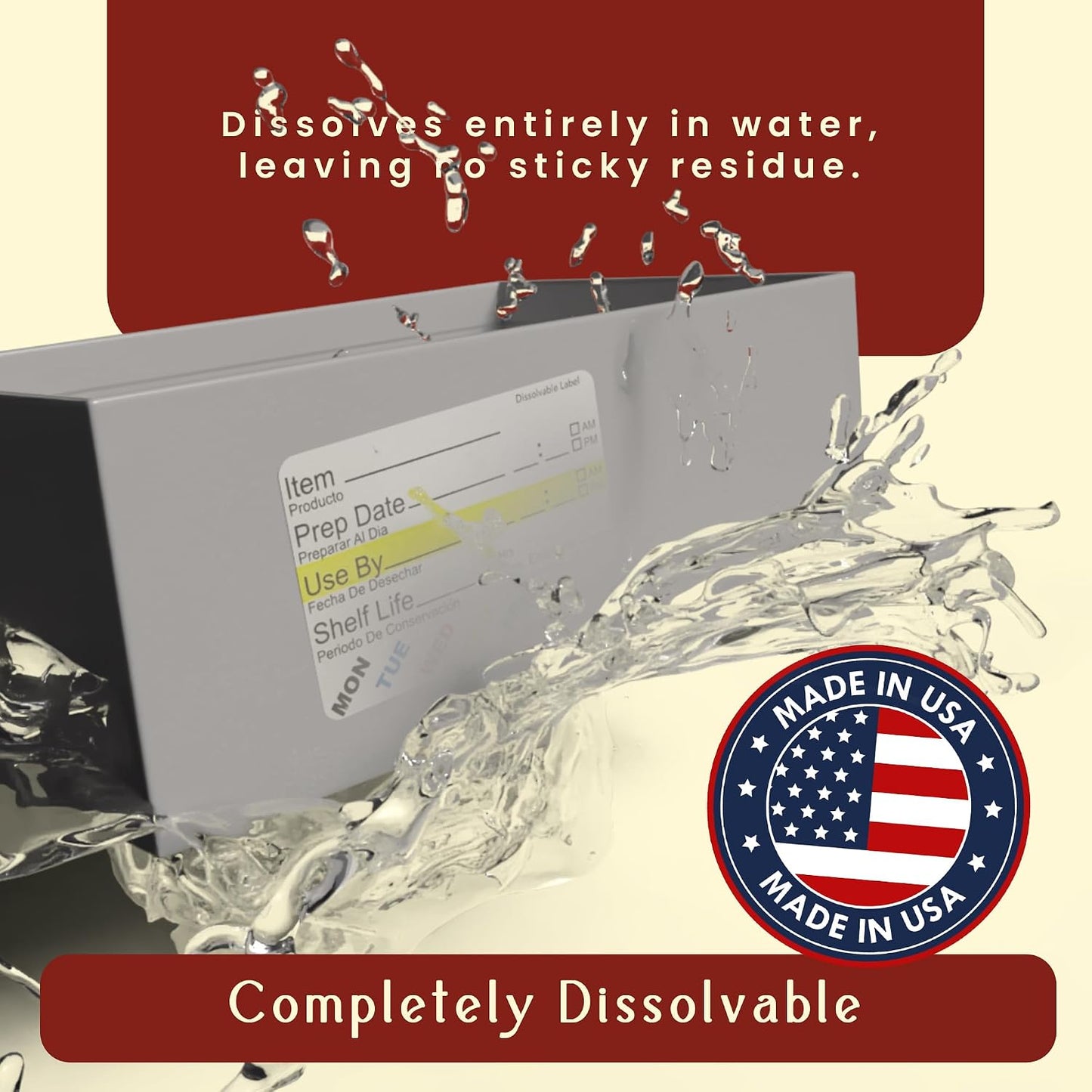 InStockLabels Dissolvable Food Rotation Labels, 2 x 3 Inch, 500 Labels | Rotation food stickers for kitchen and restaurant supplies, jars, containers, freezer storage, prep stations, and catering