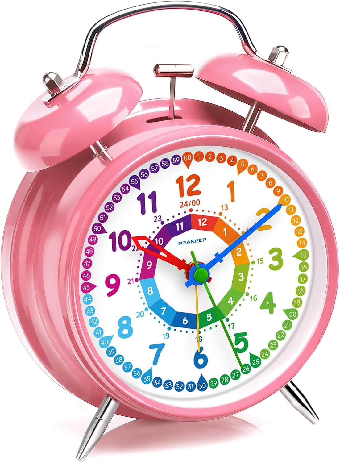 Peakeep Loud Alarm Clock for Heavy Sleepers Adults, Metal 4.5 Inches | Twin Bell Battery Operated Analog Alarm Clocks for Bedrooms Kids' Room Decoration (Jewel Blue)