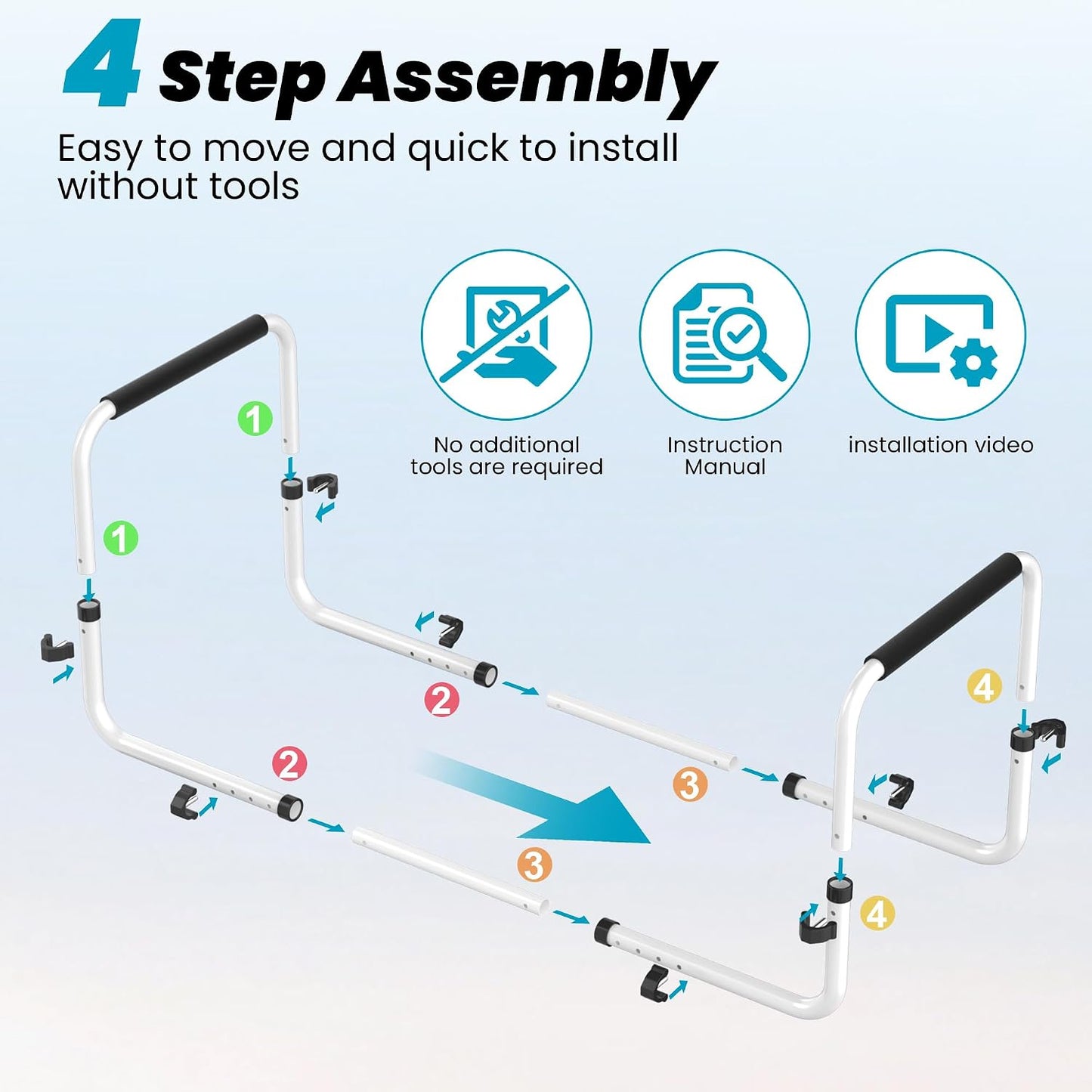 Blanket Lifter for Feet, Height Adjustable Foot Tent,Non-Slip Aluminum Alloy | 4 clips, 26"-32" adjustable. Ideal for post-surgery & knee pain relief. Use on bed/floor. Easy assembly, no tools.