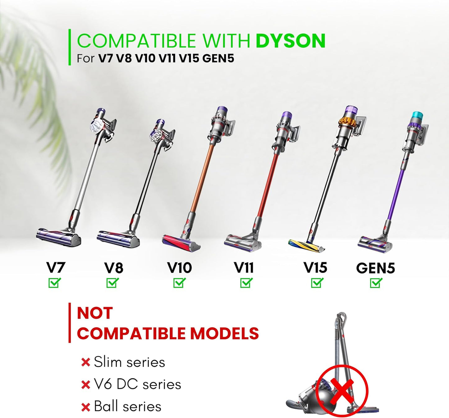 For Dyson V7 V8 V10 V11 V15 Vacuum Accessories & Attachment -Traceless Dust Brush & Dryer Vent Cleaner Kit - Refrigerator Condenser Coil Brush- Flexible Crevice Tool for Small Crevice & Car Detailing
