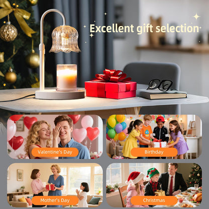 CRMILL Candle Warmer Lamp with Timer: Adjustable Dimmable Height Adjustable Warming - Flower Shape Wax Lamp Jar Candles No Flame Modern Home Decor Table Lights - Home Living Bedroom