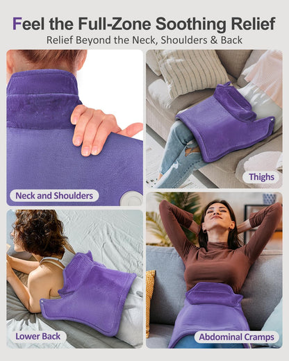 Heating Pad for Back & Period Cramps, Wrap Around Heating Pad for for Waist Stomach, Versatile Electric Heated Pad for Neck Shoulders Thigh Knee, Birthday Gifts for Women Men Mom Dad