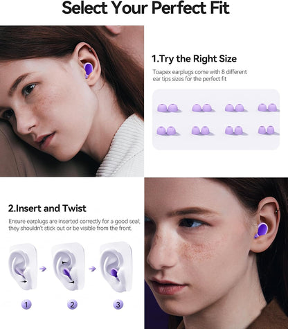 45dB Ear Plugs for Sleeping Noise Cancelling Ear Plugs for Noise Reduction & Snoring, Concerts, Earplugs for Sleep,Sider Sleepers Airplane, Silicone Earplugs Reusable Concert Ear Plug