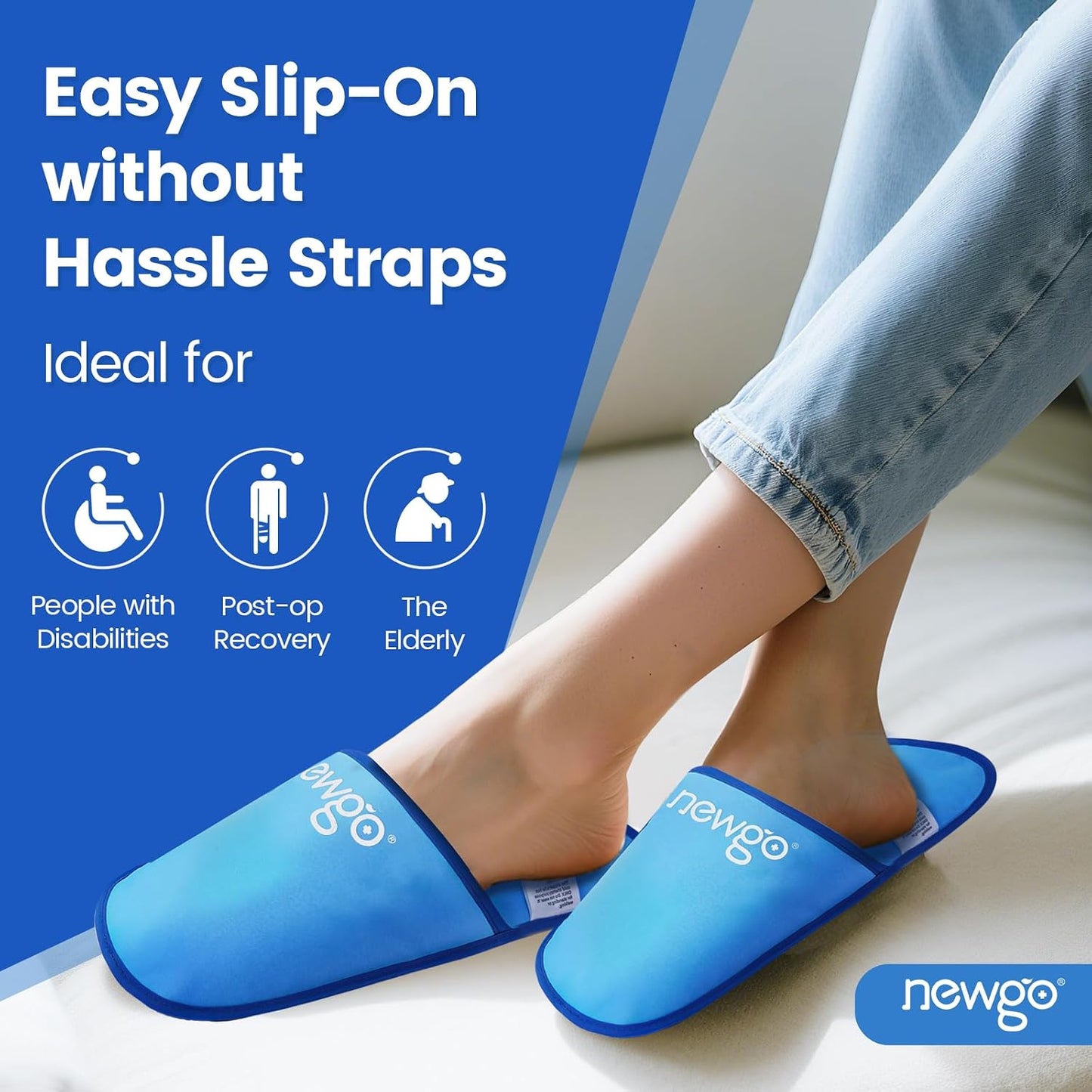 NEWGO Foot Ice Pack Slippers for Plantar Fasciitis and Neuropathy, HSA or FSA Eligible 2 Pack Gel Ice Slippers Hot Cold Pack for Bunion Surgery Pain Relief, Burning Feet | Hot/cold Therapy for Neuropathy, Reusable and Soothing Relief, Bunion Surgery