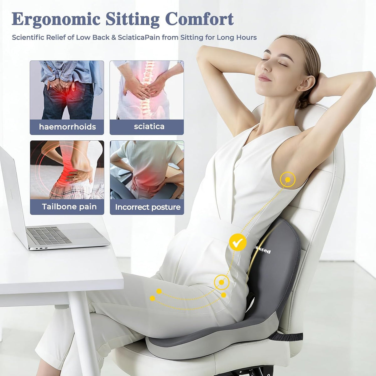 Car Seat Cushion with Lumbar Support Pillow, Seat Cushion for Driving