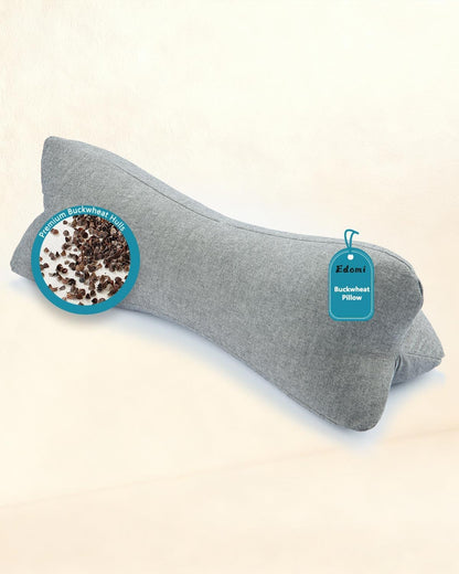 Buckwheat Cervical Neck Roll Pillow, Adjustable Firm Support for Neck Pain Relief, 15.7x6 Inch Buckwheat Hull Pillow for Back Side Sleepers