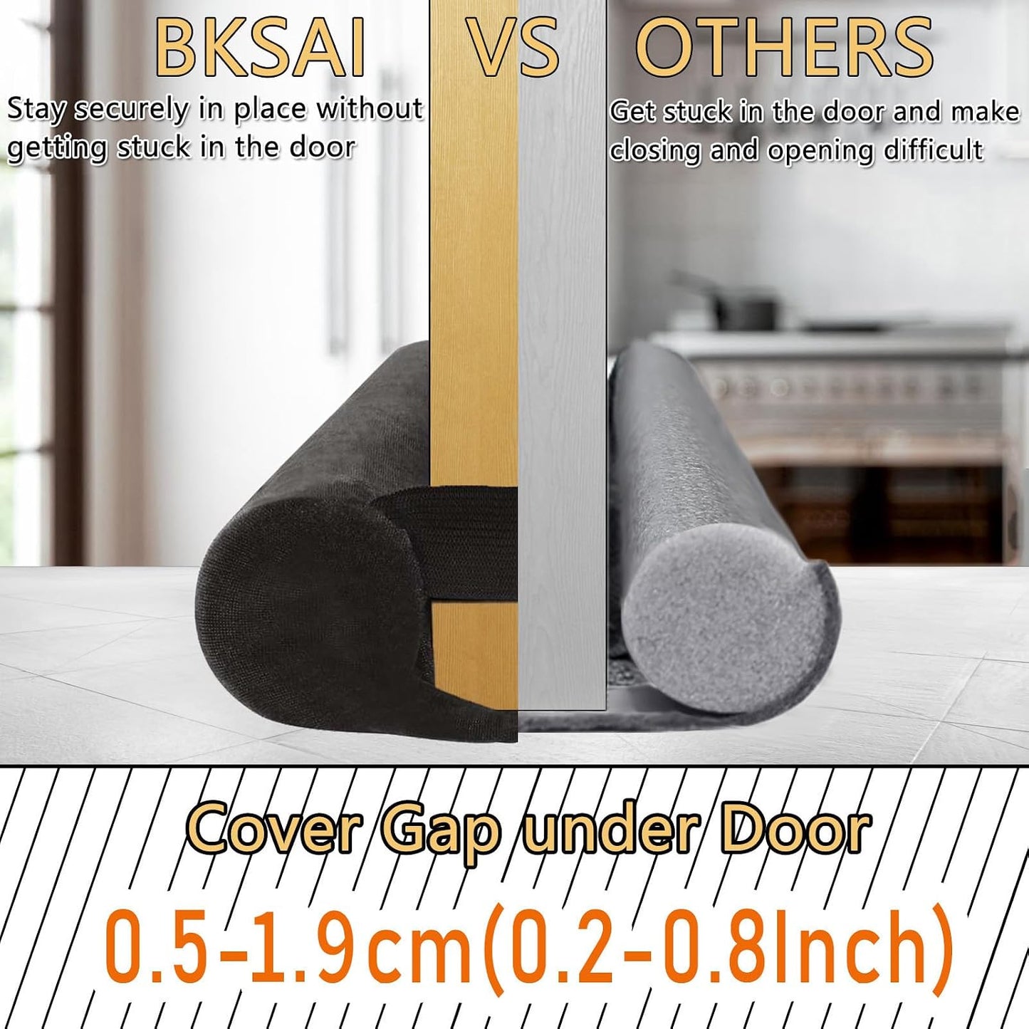 BKSAI Door Draft Stopper for Doors 29-35" No Adhesive Draft Stopper for Bottom of Door Draught Excluder Under Door Wind Blocker Reduce Noise Draught Excluder Sweep Sound Proof(Black) | No Adhesive, For Bottom of Door, Wind Blocker, Reduce Noise, Sound