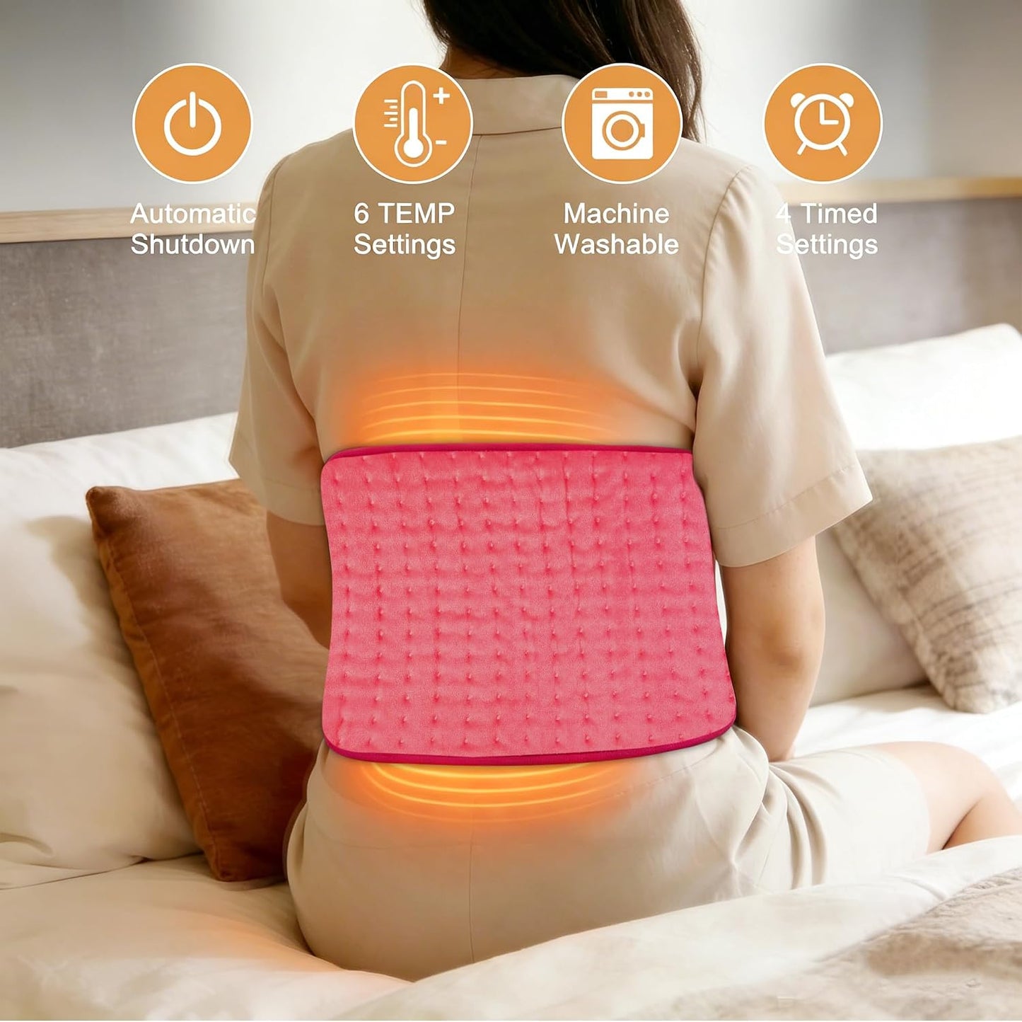 Electric Heating pad with 6 Heat Settings, Auto Shut Off, Dry Electric Heating for Back Neck Knee Arms Legs Shoulder Heat Pads for Christmas Birthday Father Mother's Day (24"X12", Gray Green)