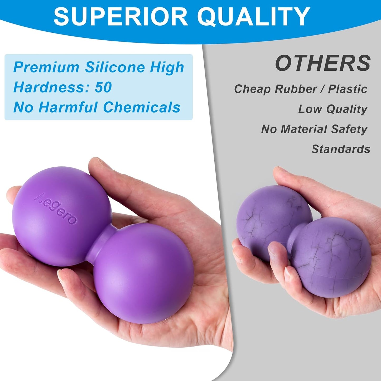 Aegero Peanut Massage Ball-Double Lacrosse Massage Ball (Blue Firm Ball) | Mobility Ball for Myofascial Release,Yoga Therapy,Trigger Point Therapy ,Muscle Knots and Acupoint Massage