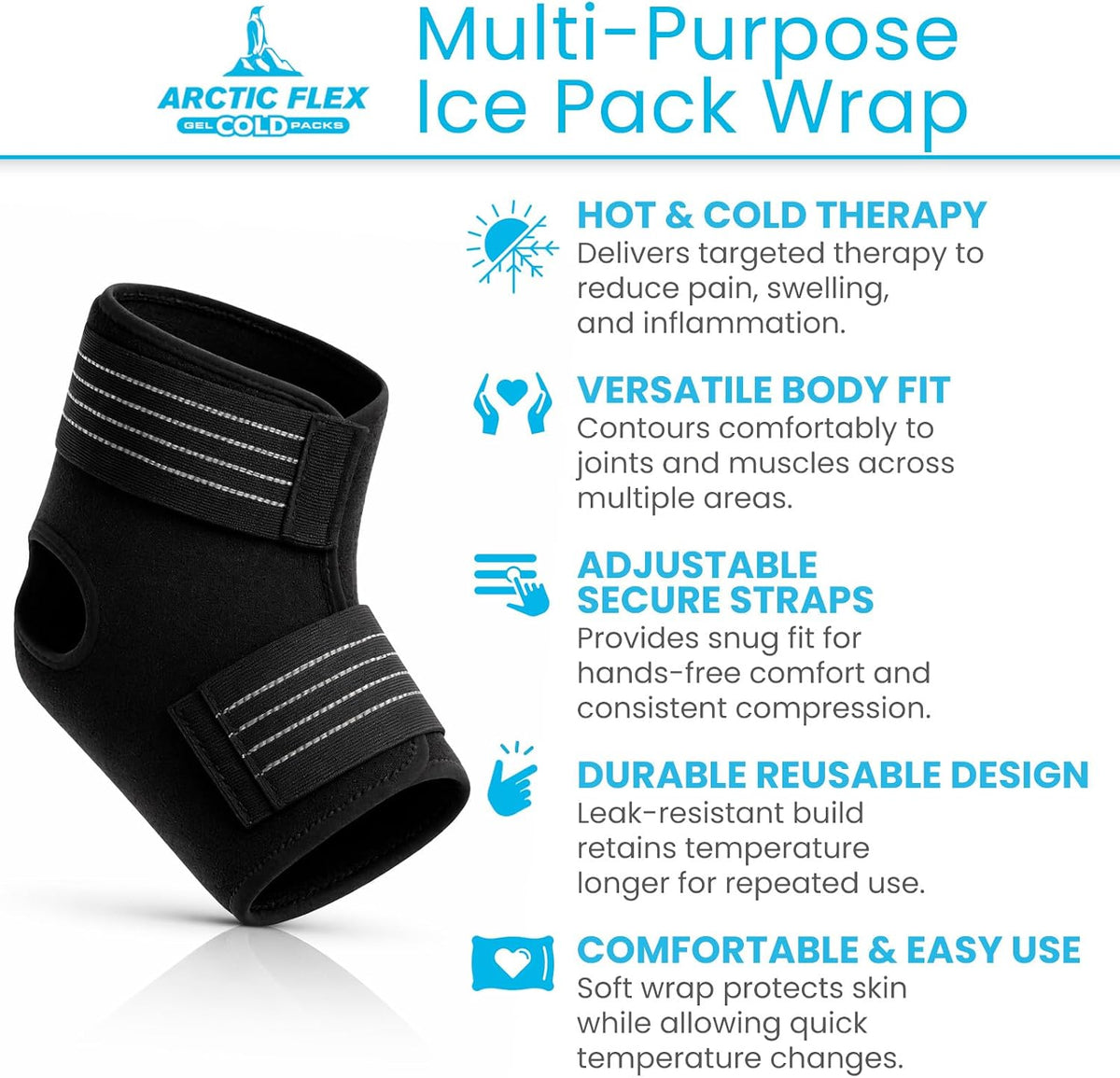 Arctic Flex Ice Pack for Injuries - Ankle, Knee, Elbow & Hand Pain Relief