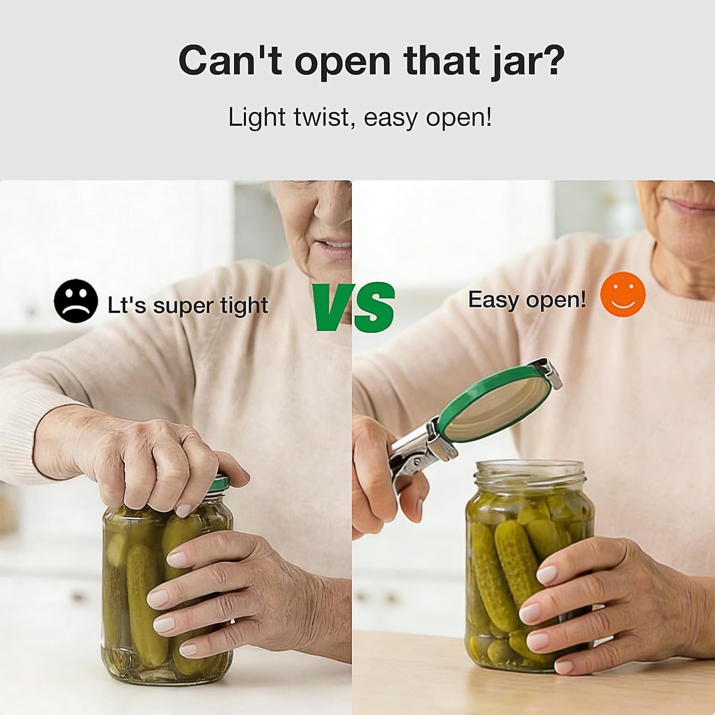 Extended Jar Openers for Weak Hands (1) | Adjustable Stainless Steel Bottle Opener, Can Opener for Seniors with Arthritis, Large and Small Lids Gripper, Household Tool