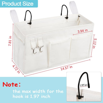 Bedside Caddy, Bedside Storage Bag Hanging Organizer for Bunk Dorm Bed Rail | Bed Caddy with Hooks, Top Bunks and Dorm Essentials for Water, Tissues, Tablets, Books, Phones, Remotes and Other Necessories