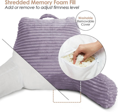 Clara Clark Reading Pillow for Bed Adult – Back Pillow for Sitting in Bed, Standard Bed Pillows for Sitting Up, Foam Chair Pillow, Sage Green Rest Pillow