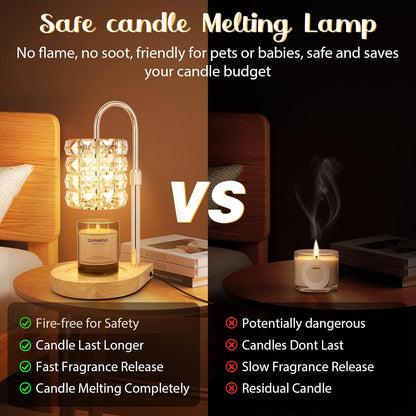 Candle Warmer Lamp with Timer, Electric Candle Warmer for Jar Candles, House Warming Gifts, Modern Home Decor Dimmable Wax Melting Lamp with Large Head, Black, Glass