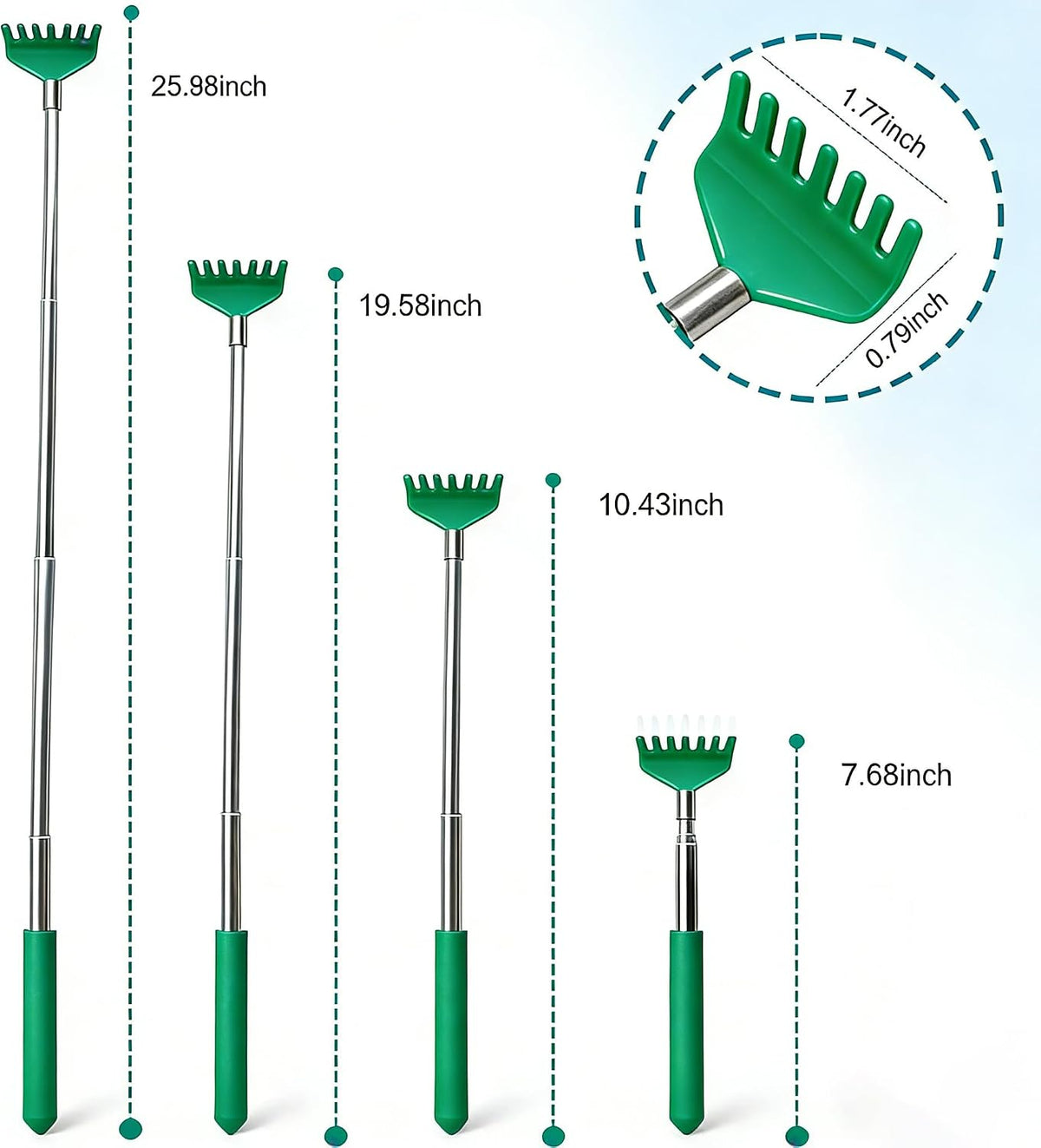2 Pack Back scratchers Set,Stainless Steel Back Scratcher Extendable