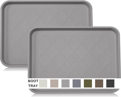 WATANIYA PET Boot Tray for Entryway Indoor, Heavy Duty Shoe Mat Tray 2 Packs, 16.7"x12.8" Waterproof Shoes Trays with Raised Edge, Outdoor Multi-Purpose Mats for Boots, Garden, Pets