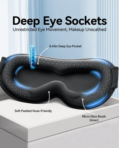 Blackout Weighted Eye Mask for Sleeping, 3D Contoured Sleep Mask for Men | Gentle-Pressure, Deep Cups, Zero Eye Pressure, Airplane Travel & Night Shift Essentials, Breathable Blindfold, Black